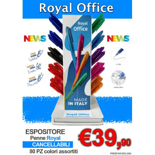 PENNE SF ROYAL OFFICE ERASABLE 0,7 ESP. 80 COLORI ASSORTITI